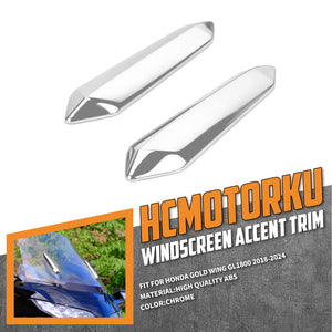FR001202_HCmotorku_Sleek Front Windscreen Accent Trim Cover For Honda Gold Wing GL1800 '18-'24 Chrome