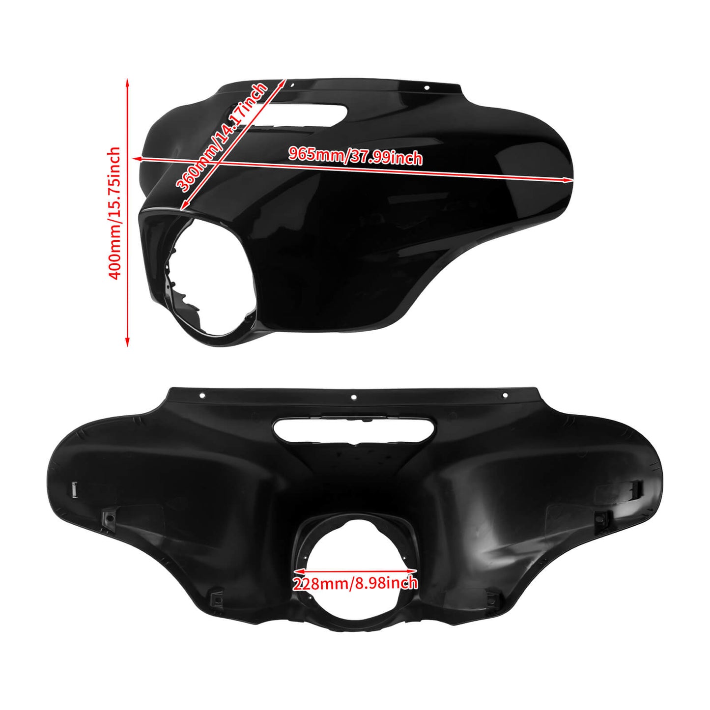 Vivid Black Front Batwing Outer Fairing for Harley Touring ‘14-’24丨HCmotorku