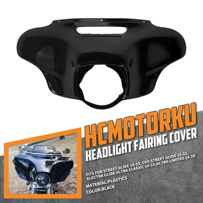 FR003101_HCmotorku_Vivid Black Front Batwing Outer Fairing for Harley Touring ‘14-’24