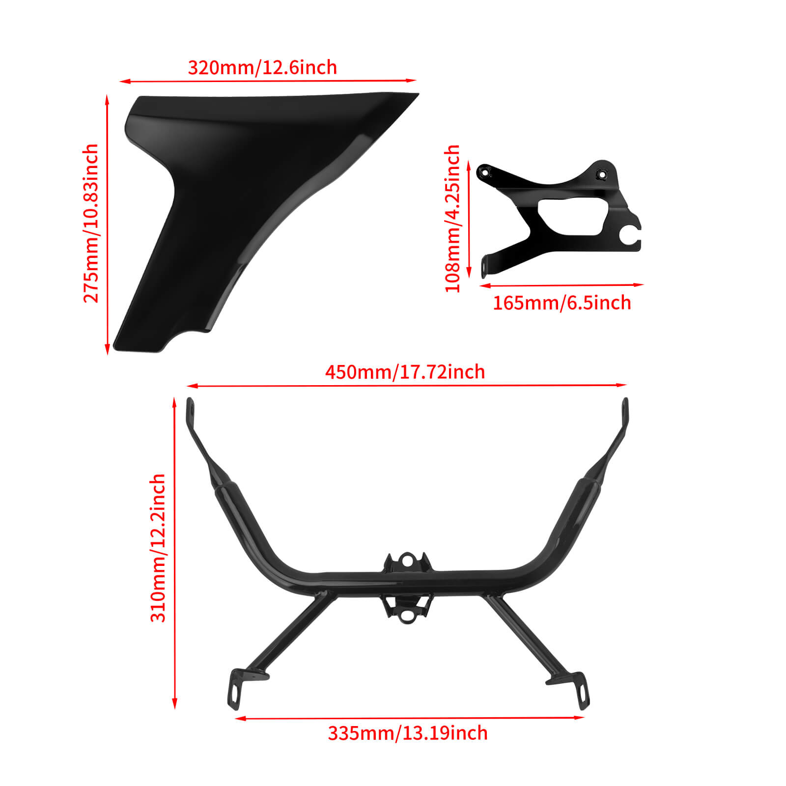 FR003301 HCmotorku Complete Chin Fairing Spoiler for harley road glide 2024 - size