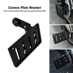 FR003601_HCmotorku_Black CNC Side Mount License Plate Bracket Support Holder for Harley Softail ‘18-Up