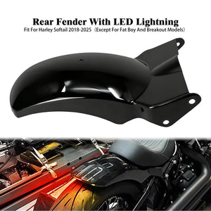 FR004801_HCmotorku_Vivid Black Clean Profile Rear Fender w/ LED Signals for Harley Softail ‘18-’25