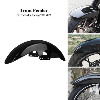 FR004801_HCmotorku Gloss Black 19” Front Fender Wheel Wrap Mudguard For Harley Touring ‘14-’23