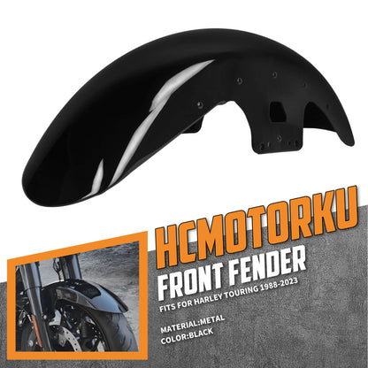 FR004801_HCmotorku Gloss Black 19” Front Fender Wheel Wrap Mudguard For Harley Touring ‘14-’23
