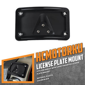 FR004901_HCmotorku_Black ABS Plastics Curved Laydown License Plate Bracket Mount For Harley Honda