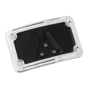FR004902_HCmotorku_Chrome ABS Plastics Curved Laydown License Plate Bracket Mount For Harley Honda