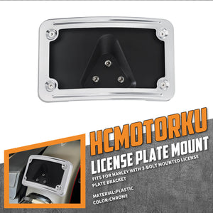 FR004902_HCmotorku_Chrome ABS Plastics Curved Laydown License Plate Bracket Mount For Harley Honda