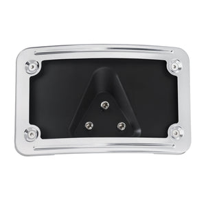 FR004902_HCmotorku_Chrome ABS Plastics Curved Laydown License Plate Bracket Mount For Harley Honda