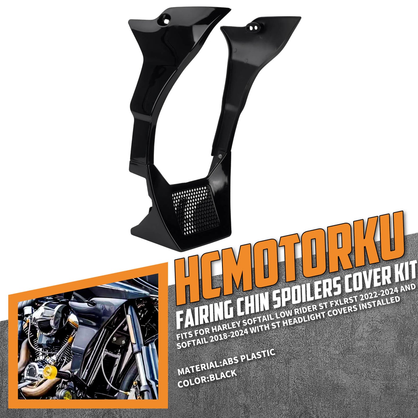 FR005101_HCmotorku_Gloss Black Chin Fairing Spoiler for Harley Softail Low Rider ST ‘22-’24