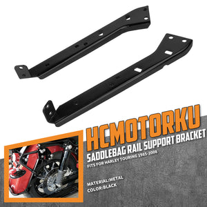 FR005601 HCmotorku Black Iron Saddlebag Support Brackets Set for Harley Touring FLT FLH ‘85-’08