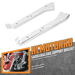 FR005602 HCmotorku Chrome Iron Saddlebag Support Brackets Set for Harley Touring FLT FLH ‘85-’08