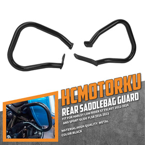 FR005701 HCmotorku Custom Black Rear Saddlebag Crash Guards for Harley Low Rider ST & Sport Glide