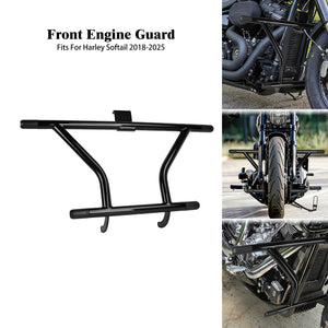 FR006201 HCmotorku Premium Two-Step Front Crash Bar & Engine Guard for Harley Softail '18-'25 Black