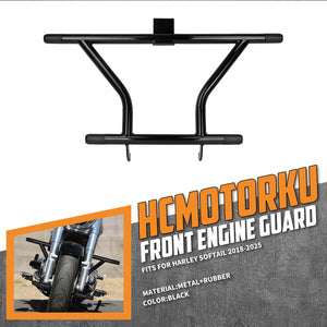 FR006201 HCmotorku Premium Two-Step Front Crash Bar & Engine Guard for Harley Softail '18-'25 Black
