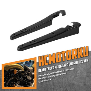 FR006201 HCmotorku Black Iron Rear Fender Strut Support Covers for Harley Sportster XL ‘04-’22
