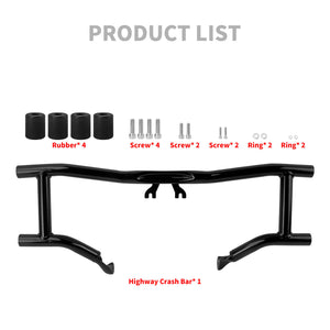 FR006401_HCmotorku_Highway Front Engine Guard Flat Out Bar Crash Bar-Gloss Black for Harley Touring ‘14-’25 Street Glide Electra Glide Product List