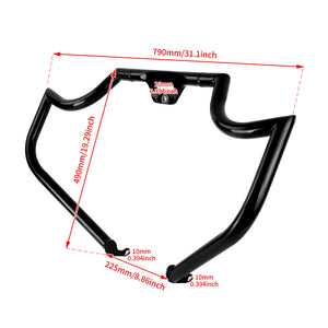 FR006501_HCmotorku_Black Engine Guard Highway Crash Bar for Harley Softail ‘18-Up Fat Bob Breakout Heritage Classic Size