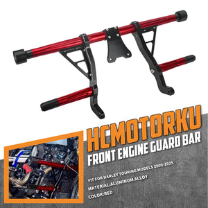 FR007103 hcmotorku Adjustable Aluminum Highway Engine Guard for Harley touring - red