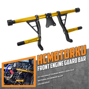 FR007104 hcmotorku Yellow Adjustable Aluminum Highway Engine Guard for Harley road glide