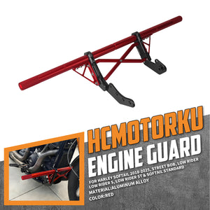 FR007601_HCmotorku_Red Highway Crash Bar Front Engine Guard for Harley Softail ‘18-’25 Street Bob Low Rider Low Rider S Low Rider ST Softail Standard
