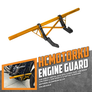 FR007602_HCmotorku_Gold Highway Crash Bar Front Engine Guard for Harley Softail ‘18-’25 Street Bob Low Rider Low Rider S Low Rider ST Softail Standard