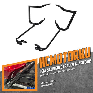 Motorcycle Saddlebag Guards Lower Support Bars Set Black for Harley Touring 2014-2025丨HCmotorku
