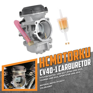 FU000601_HCmotorku_Aluminum CV40-1 Carburetor Kit with Fuel Filter for Harley Softail Dyna Touring
