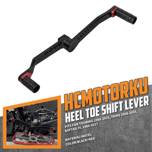 GE000902_HCmotorku_CNC Red Heel Toe Shifter Lever Shifter Peg for Harley Softail ’86-’17 Touring ‘88-Up Trike ‘08-Up