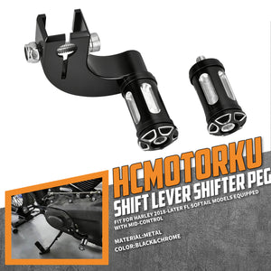 GE001401_HCmotorku_Black CNC Aluminum Mid-Control Shift Lever Assembly for Harley Softail '18-Up
