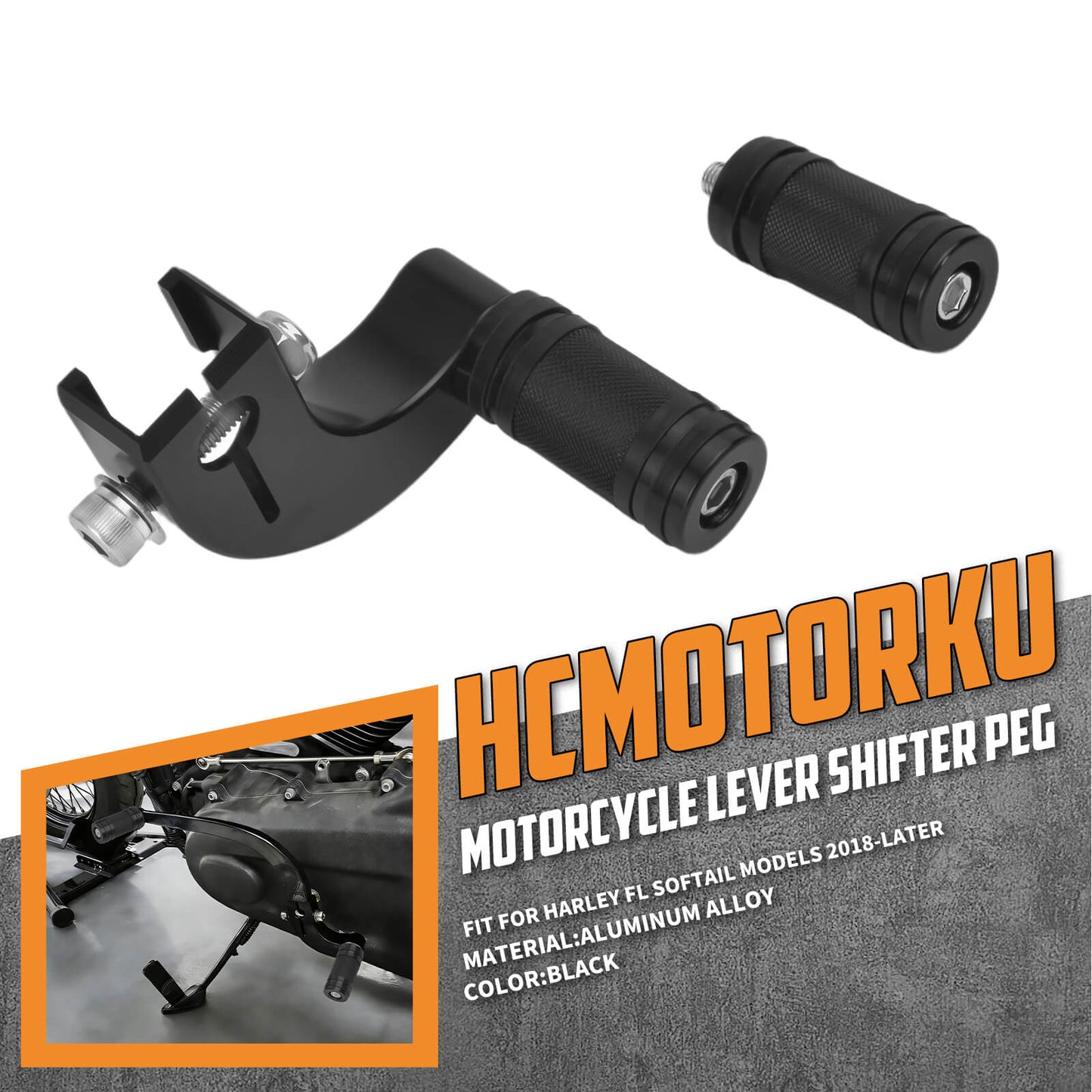GE001801_HCmotorku_Mid-Control Shift Lever with Anti-Slip Peg For Harley Softail FL '18-Up Black