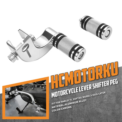 GE001802_HCmotorku_Mid-Control Shift Lever with Anti-Slip Peg For Harley Softail FL '18-Up Chrome