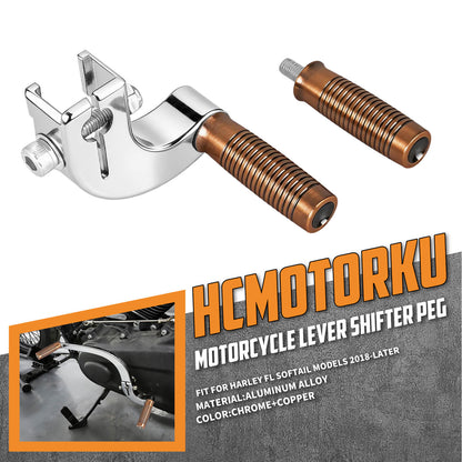 GE002003_HCmotorku_Billet Aluminum Shift Lever Assembly Harley Softail '18-Up Chrome-Bronze
