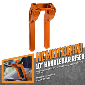 GP006904 hcmotorku 1" Handlebar 10" Riser Clamp Kit Orange For Harley Softail Sport Glide Low Rider ST - orange