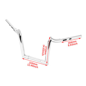 GP008502 hcmotorku Chrome 16" Ape Hanger Handlebars Pre-Drilled for Harley cvo road glide - size