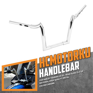 GP008502 hcmotorku Chrome 16" Ape Hanger Handlebars Pre-Drilled for Harley touring
