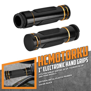 GP008902_HCmotorku_Anti-Slip 1" Electronic Hand Grips Fits Harley Touring Trike Softail Gold