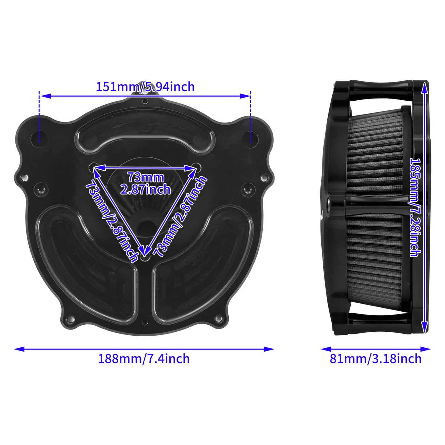 Dots Cut Spike Air Cleaner Intake Filter Fit For Touring Street Glide 2008-2016 | HCmotorku