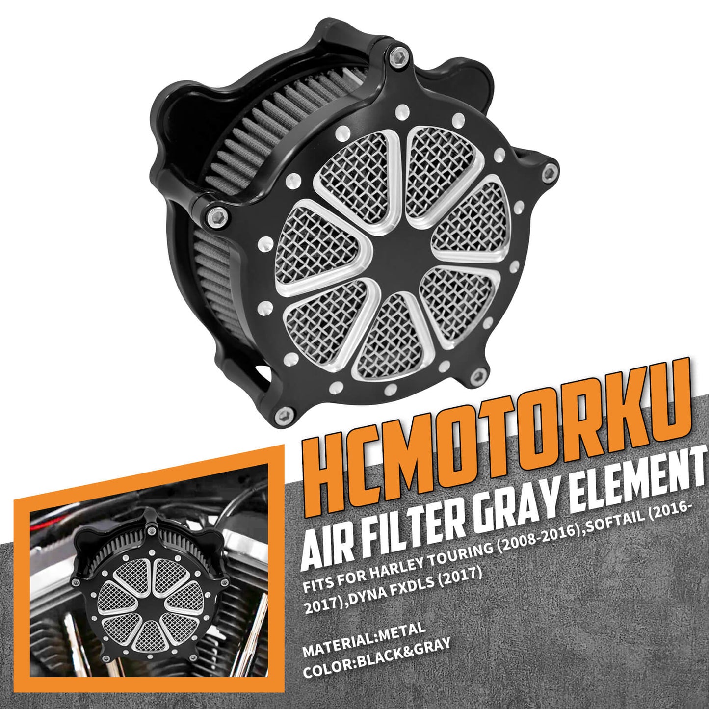 Dots Cut Spike Air Cleaner Intake Filter Fit For Touring Street Glide 2008-2016 | HCmotorku