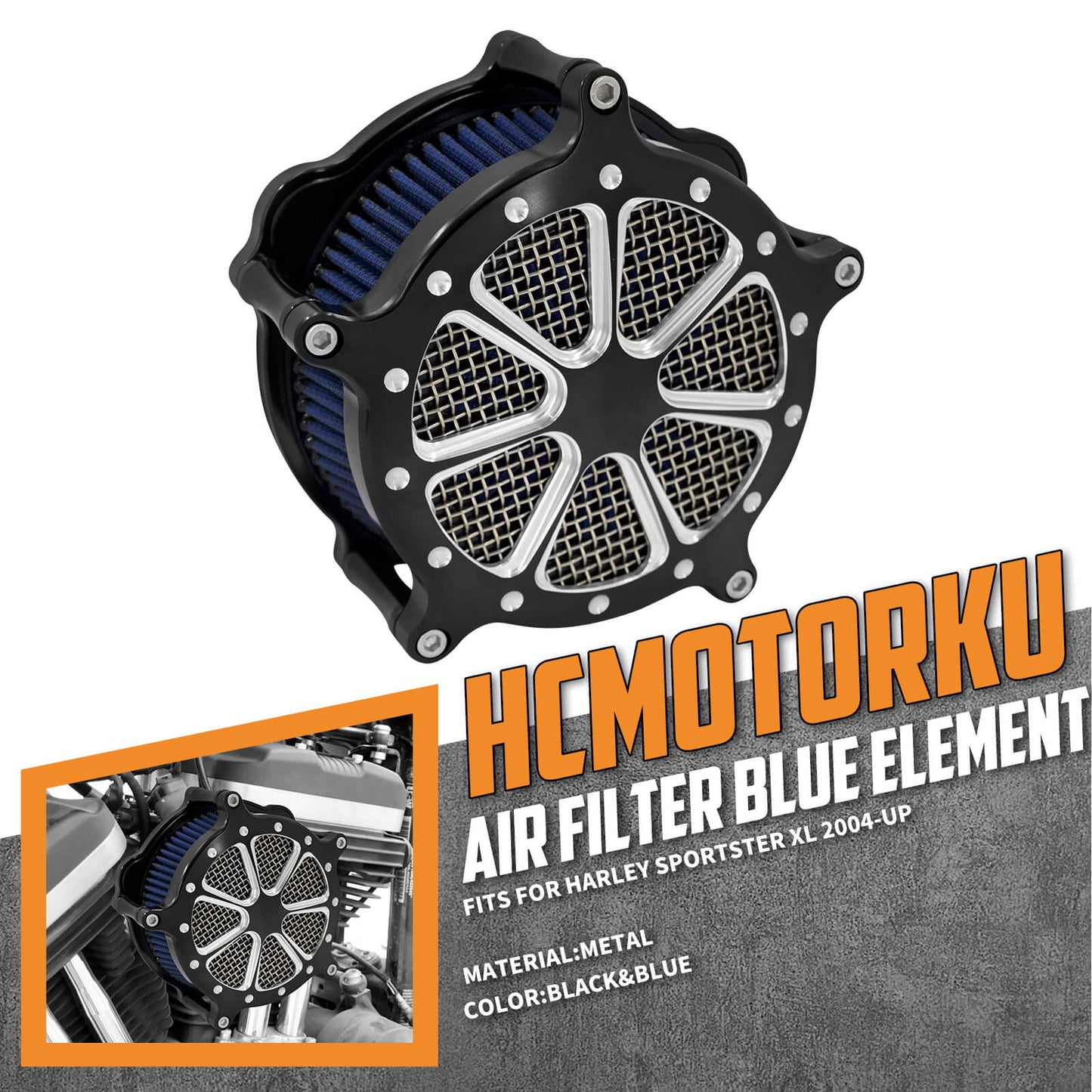 CNC Air Cleaner Intake Filter For Harley Sportster XL 1200 48 72 2004-2022 | HCmotorku