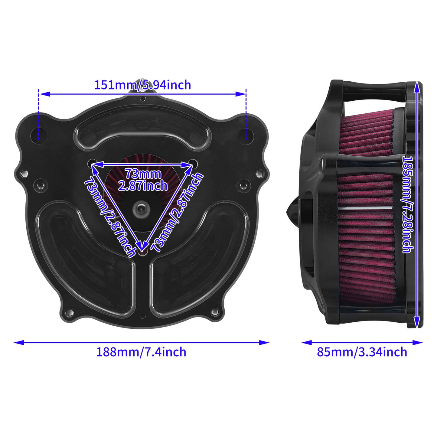 Air Filter Red Spike Intake Matte Black Fit For Touring 2008-2016 Softail 2016-2017 | HCmotorku