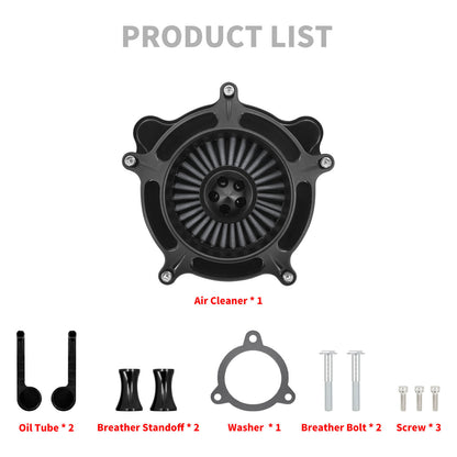 Turbine Air Cleaner Grey Intake Filter Black For Harley Touring '08-'16 Dyna '17 | HCmotorku