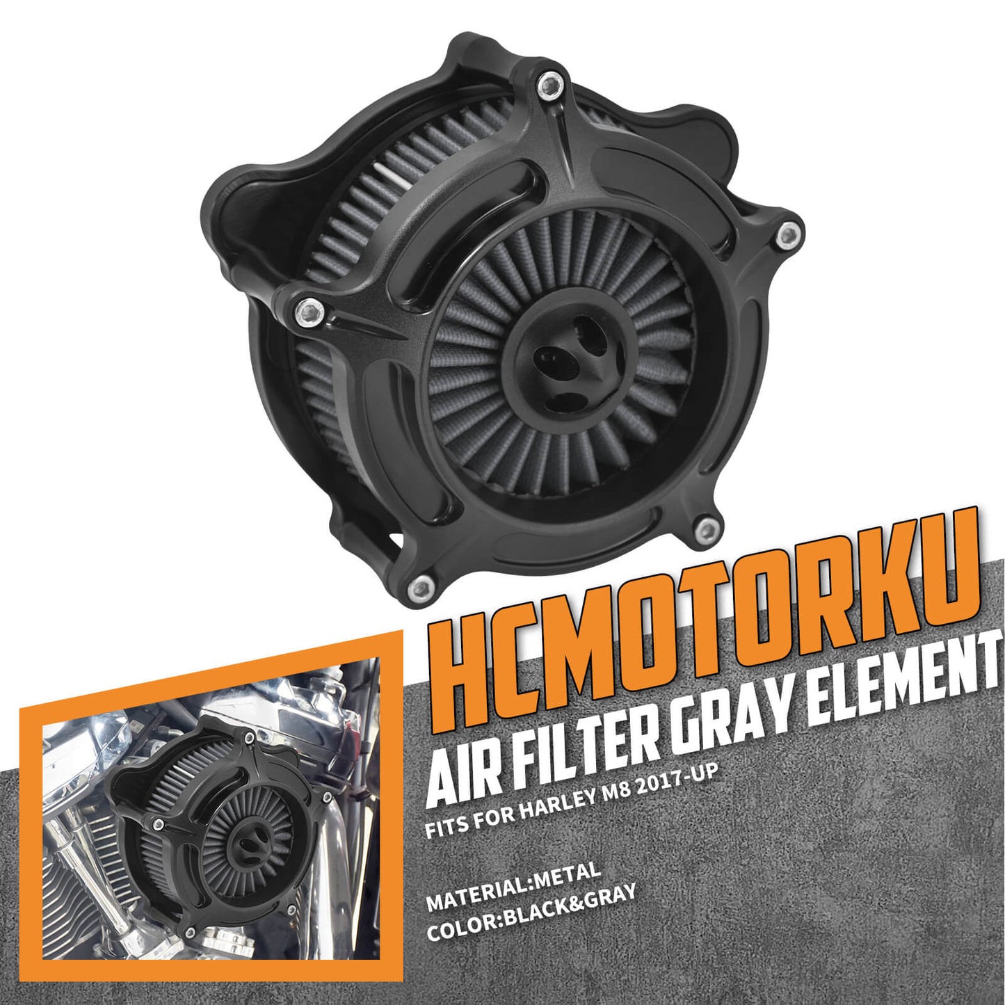 Stage One Air Cleaner Filter Grey Fit For Harley M8 Touring FLH Dyna Softail FLS | HCmotorku