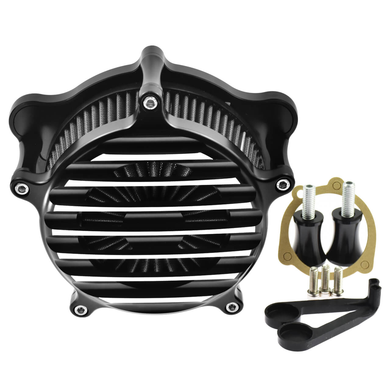 Stripe Air Cleaner Gray Air Filter Chrome Fit For Harley Dyna 2000-2017 Softail 2000 | HCmotorku