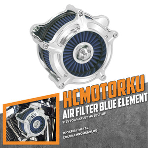 Air Cleaner Blue Intake Filter Chrome Fit For Harley M8 Softail 2018-2024 Touring 2017-2023 | HCmotorku