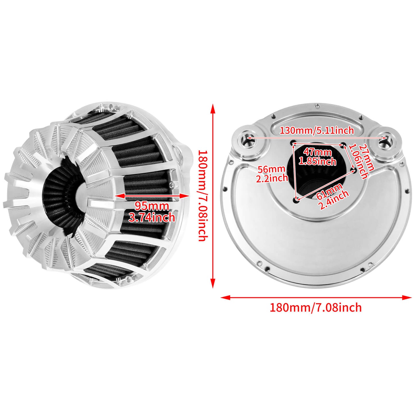 Air Cleaner Grey Filter kits Chrome Fit For Harley Sportster XL 883 1200 2004-2021 | HCmotorku