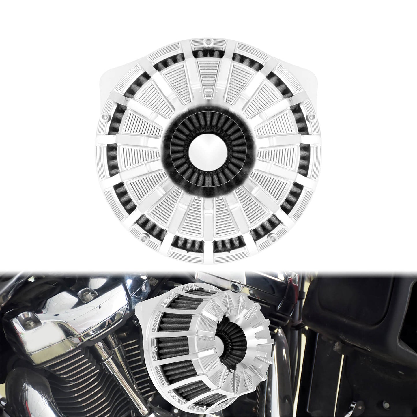 Air Cleaner Grey Filter kits Chrome Fit For Harley Touring 2008-2016 Softail 2016-2017 | HCmotorku