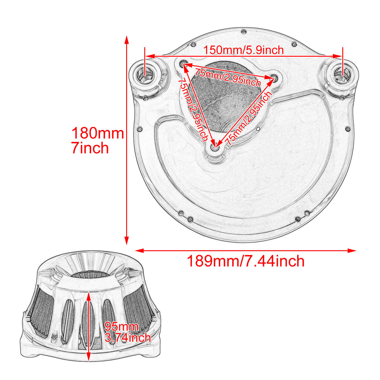 CNC Inverted Series Air Filter Cleaner Element Chrome For Touring Trike 2023 | HCmotorku