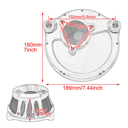 CNC Inverted Series Air Filter Cleaner Element Chrome For Touring Trike 2023 | HCmotorku