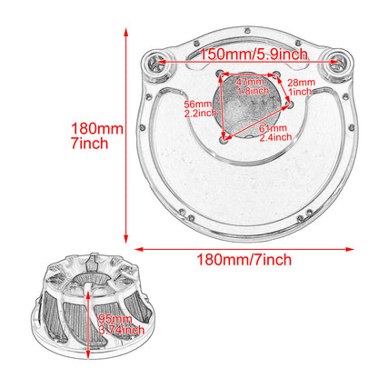 Air Cleaner Grey Intake Filter Chrome Fit For Harley Touring 2000-2007 Dyna 2000-2017 | HCmotorku