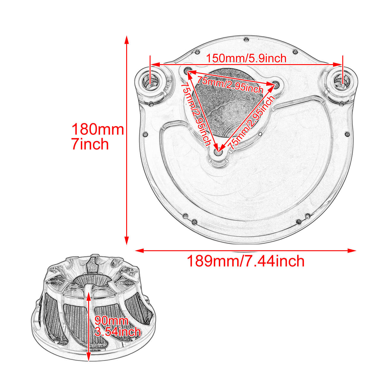 Spin Cut Air Cleaner Intake Filter Chrome Fit For Harley Touring Trike 2017-2020 | HCmotorku